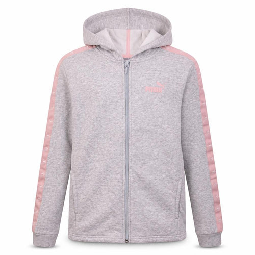 Puma Girls Grey Full Zip Hoodie 13-14 Years Logo Hooded Sports Sweatshirt