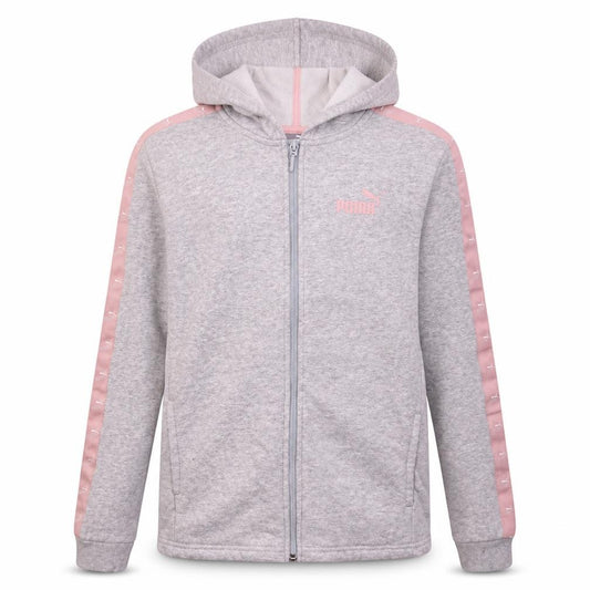 Puma Girls Grey Full Zip Hoodie 13-14 Years Logo Hooded Sports Sweatshirt