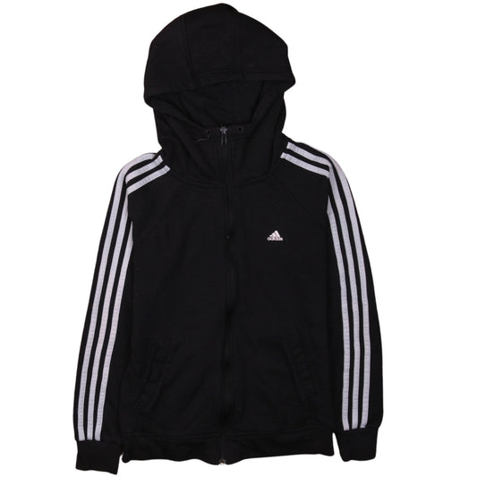 Adidas Boys Black Full Zip Hoodie Small Climalite Sportswear