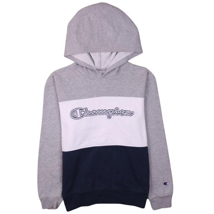 Champion Boys Grey Colourblock Pullover Hoodie Size L Cotton Blend