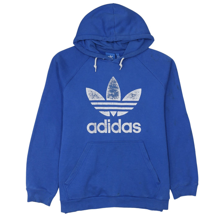 adidas Men Blue XL Pullover Hoodie with Trefoil Logo