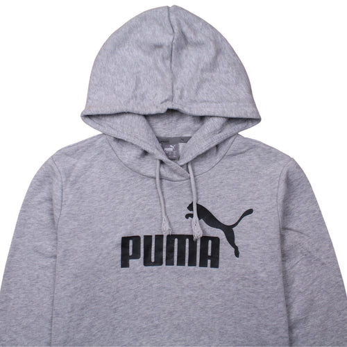 Puma Women Grey Pullover Hoodie Size 10 Logo Casual Sweatshirt