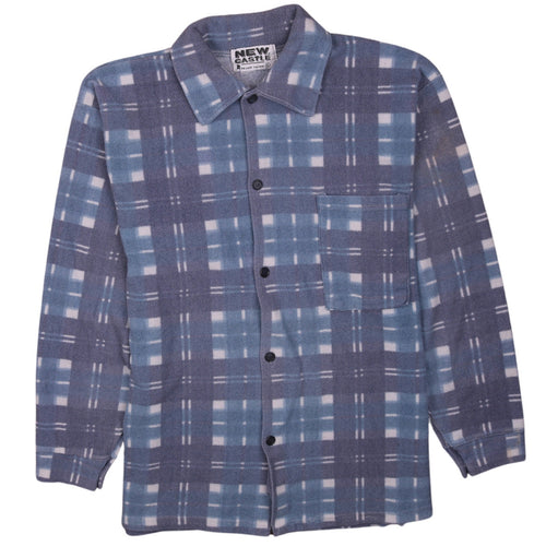 New Castle Men's Blue Check Fleece Lined Button Jacket L