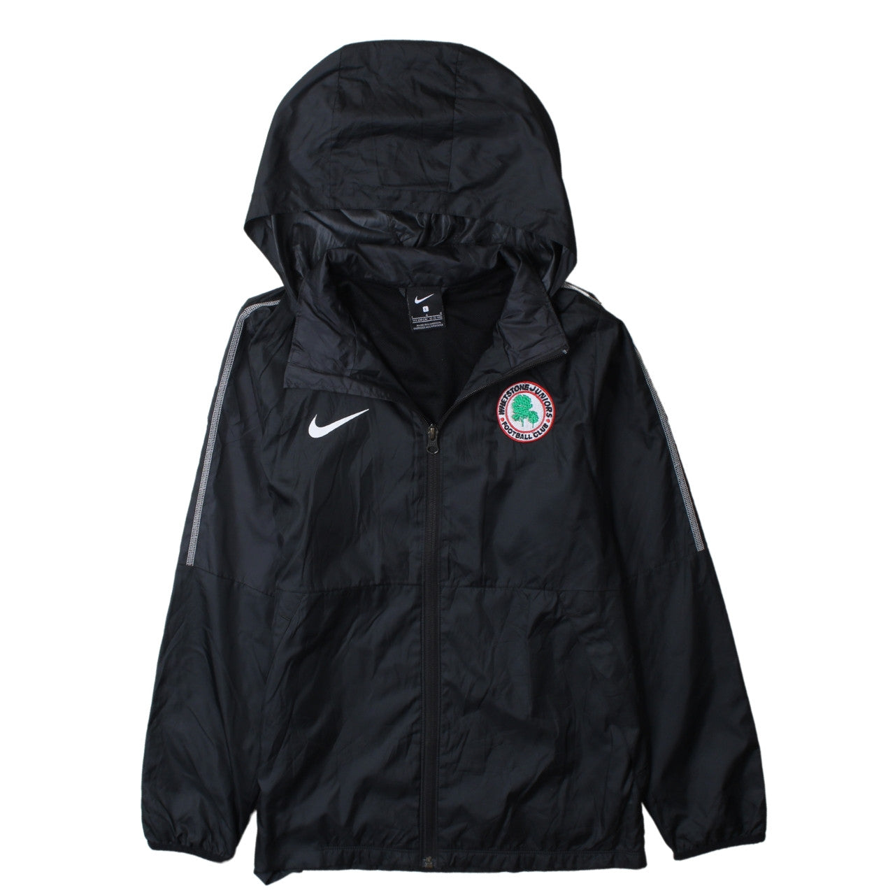 Nike Boys Black Hooded Windbreaker Jacket 12-13 Years Football Zip Coat