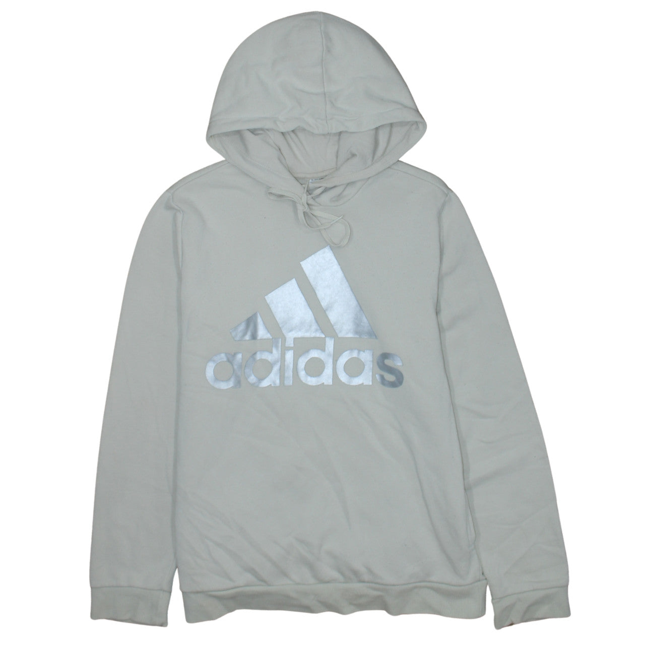 Adidas Women Beige Logo Pullover Hoodie Size L-16/18