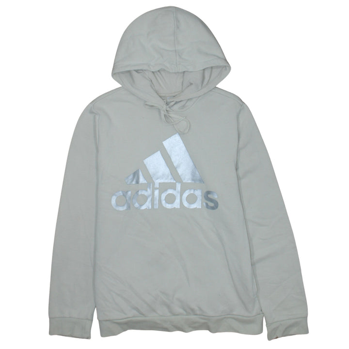 Adidas Women Beige Logo Pullover Hoodie Size L-16/18