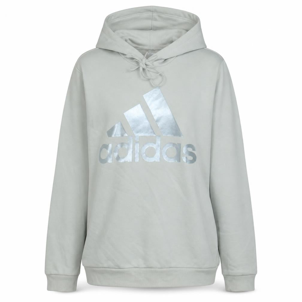 Front view of Adidas Women Beige Logo Pullover Hoodie, size L-16/18