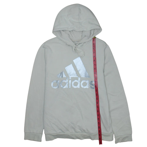 Adidas Women Beige Logo Pullover Hoodie Size L-16/18