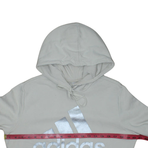 Adidas Women Beige Logo Pullover Hoodie Size L-16/18