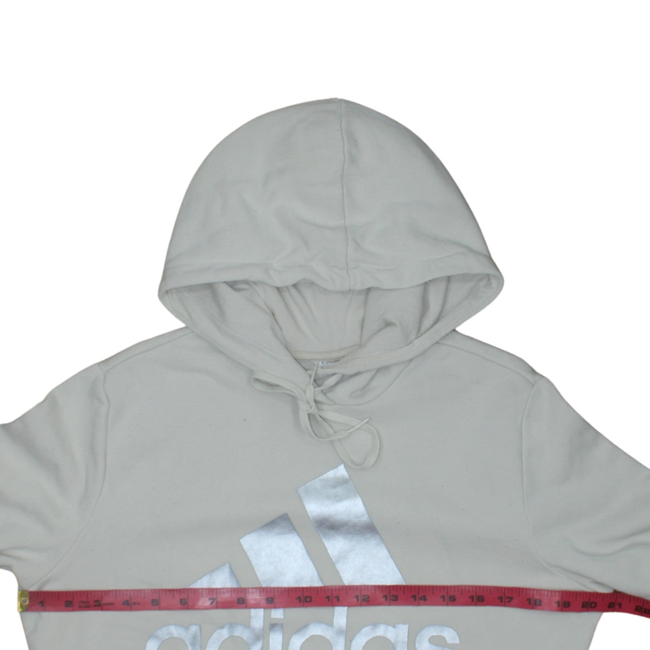 Adidas Women Beige Logo Pullover Hoodie Size L-16/18