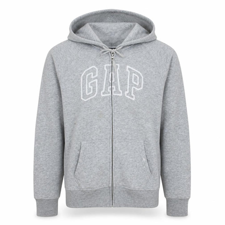 Gap Men's Grey Full Zip Hoodie Sweatshirt Size M Logo Fleece