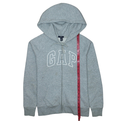 GAP Men's Grey Full Zip Hoodie Sweatshirt Size M Logo Fleece