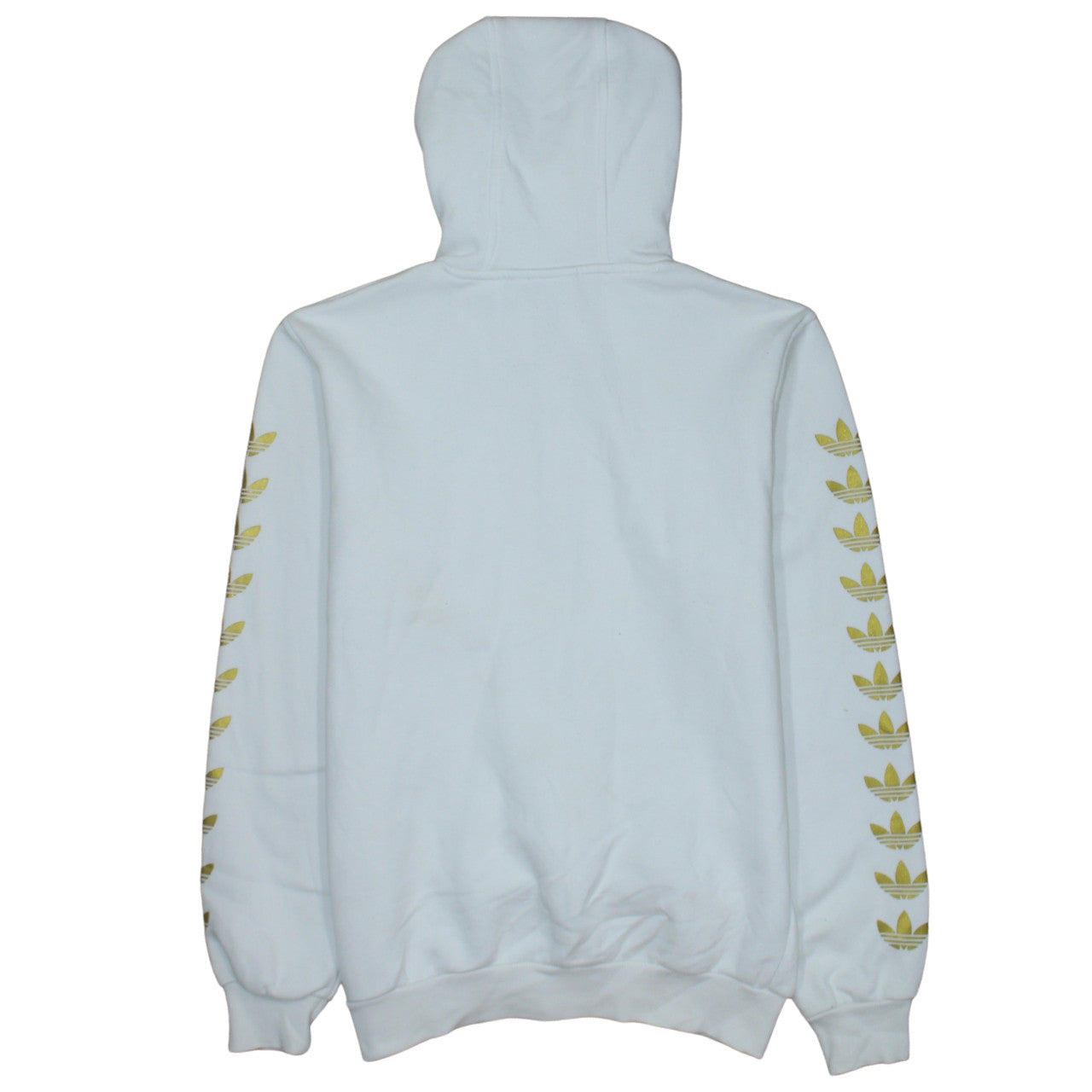 adidas Men's White Small Pullover Hoodie with Gold Logo