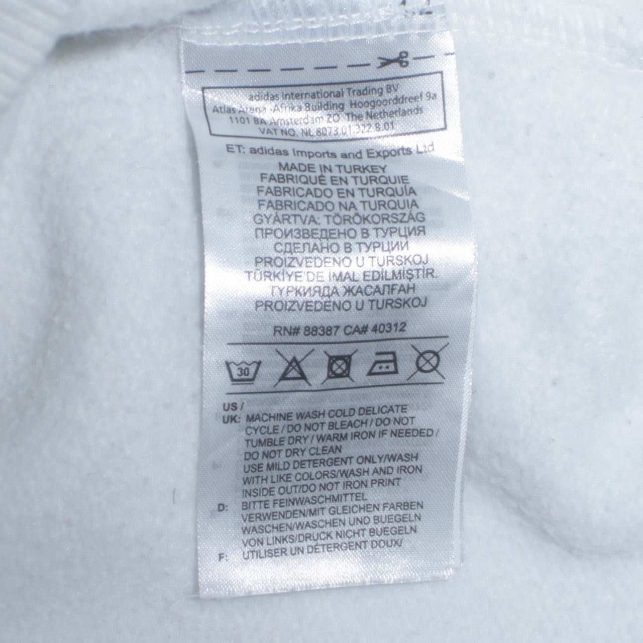 adidas Men's White Small Pullover Hoodie with Gold Logo