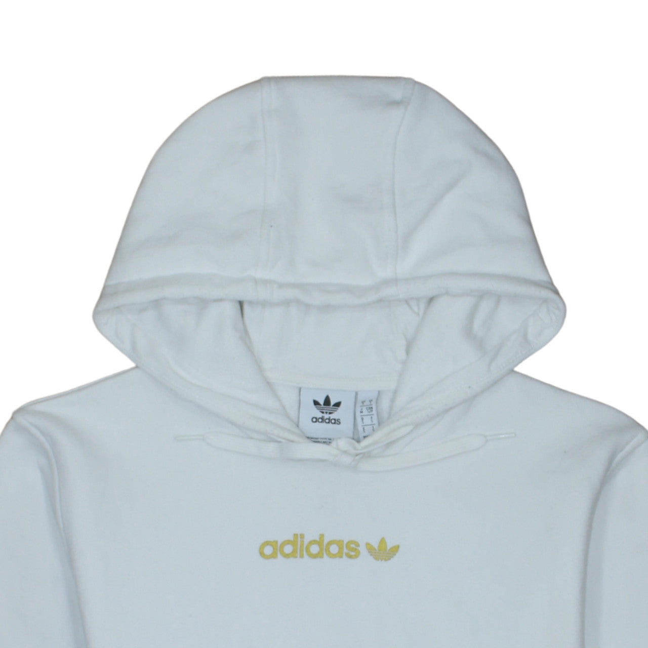 adidas Men's White Small Pullover Hoodie with Gold Logo