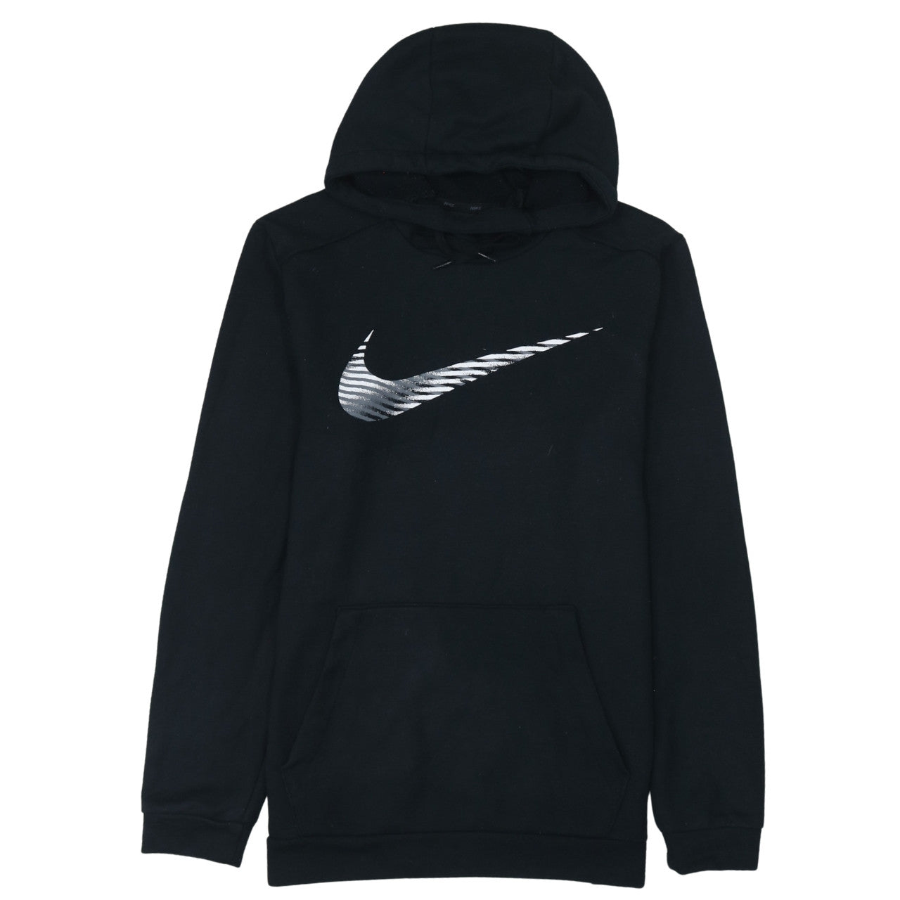 Nike Mens Black Pullover Hoodie Small Logo Graphic Dri-Fit
