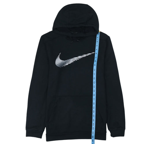 Nike Mens Black Pullover Hoodie Small Logo Graphic Dri-Fit