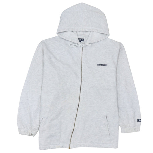 Reebok Womens Grey Full Zip Hoodie Size 12 Cotton Essentials
