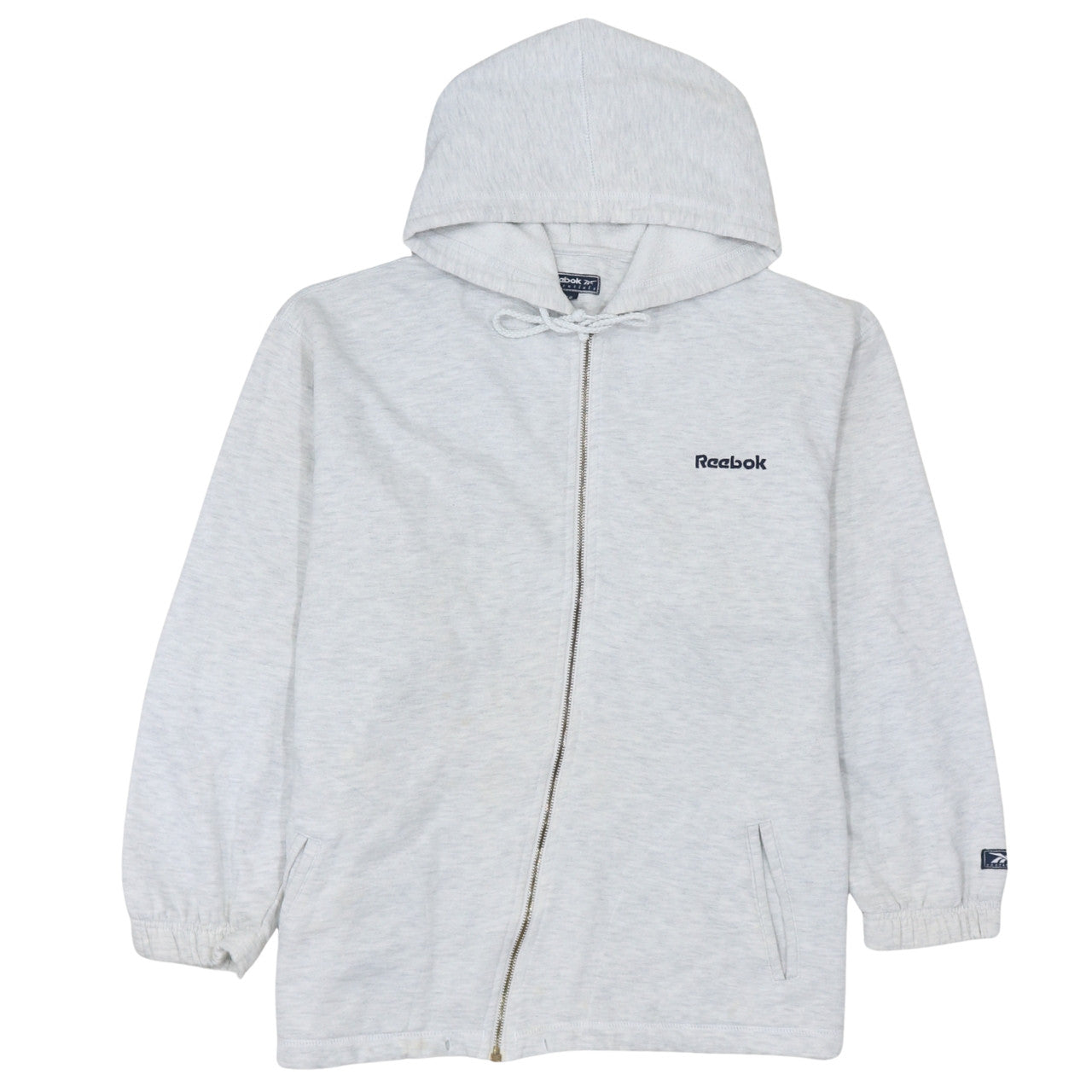 Reebok Womens Grey Full Zip Hoodie Size 12 Cotton Essentials
