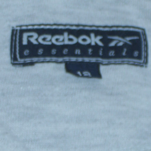 Reebok Womens Grey Full Zip Hoodie Size 12 Cotton Essentials