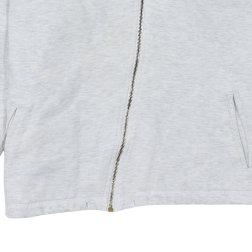 Reebok Womens Grey Full Zip Hoodie Size 12 Cotton Essentials