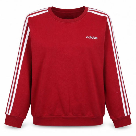 Front view of Adidas Women's Red Crew Neck Pullover Sweatshirt XL Classic Logo Style