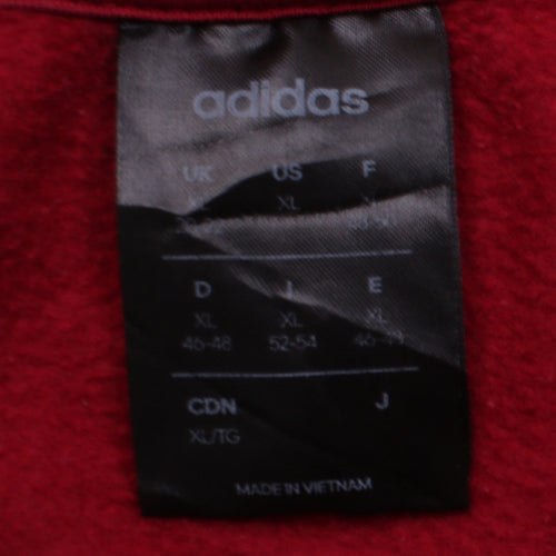 Adidas Women's Red Crew Neck Pullover Sweatshirt XL Classic Logo Style