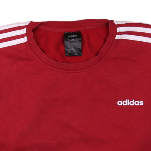 Adidas Women's Red Crew Neck Pullover Sweatshirt XL Classic Logo Style