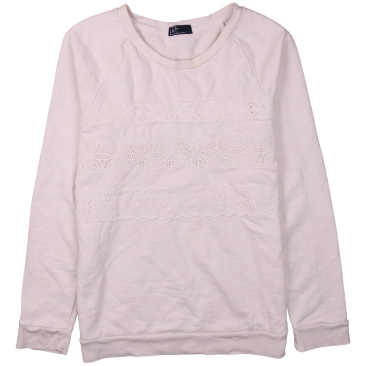 GAP Women Ivory Lace Panel Pullover Sweatshirt M