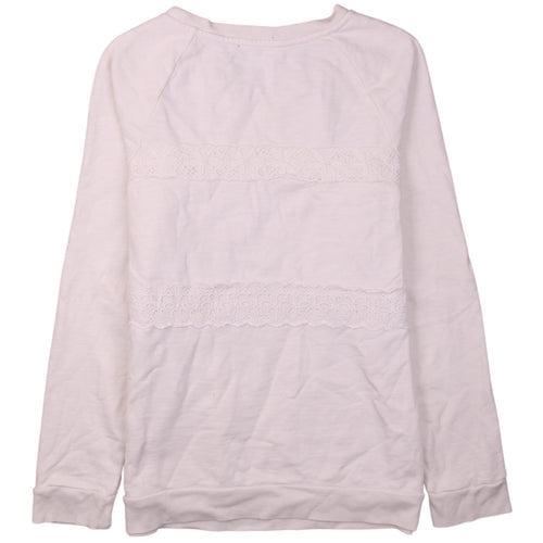 GAP Women Ivory Lace Panel Pullover Sweatshirt M