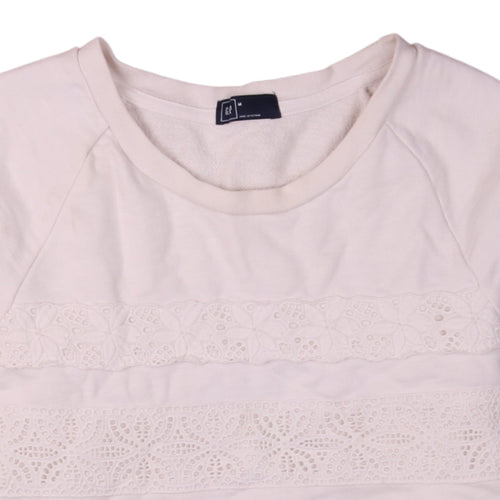 GAP Women Ivory Lace Panel Pullover Sweatshirt M