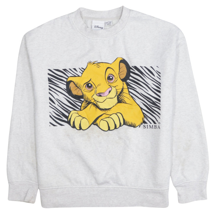 Disney Women Grey Simba Sweatshirt Small Pullover Graphic Print