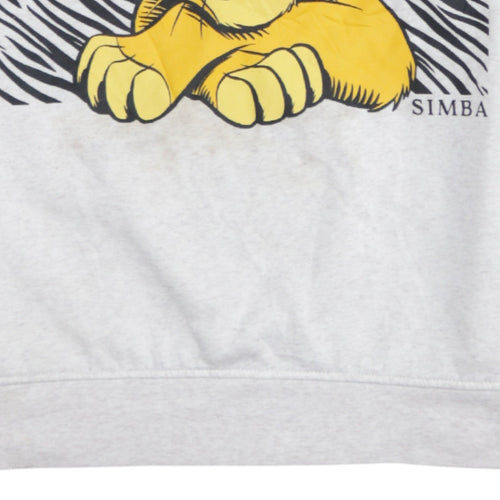 Disney Women Grey Simba Sweatshirt Small Pullover Graphic Print