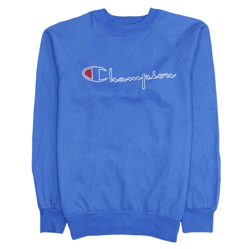 Champion Men's Blue Logo Crew Neck Pullover Sweatshirt Size L