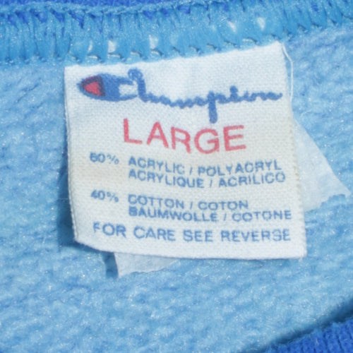 Champion Men's Blue Logo Crew Neck Pullover Sweatshirt Size L