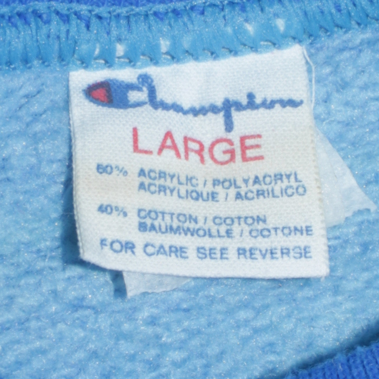 Champion Men's Blue Logo Crew Neck Pullover Sweatshirt Size L