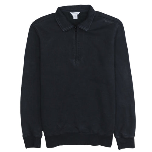 Calvin Klein Men's Black Small 1/4 Zip Collared Fleece Sweatshirt