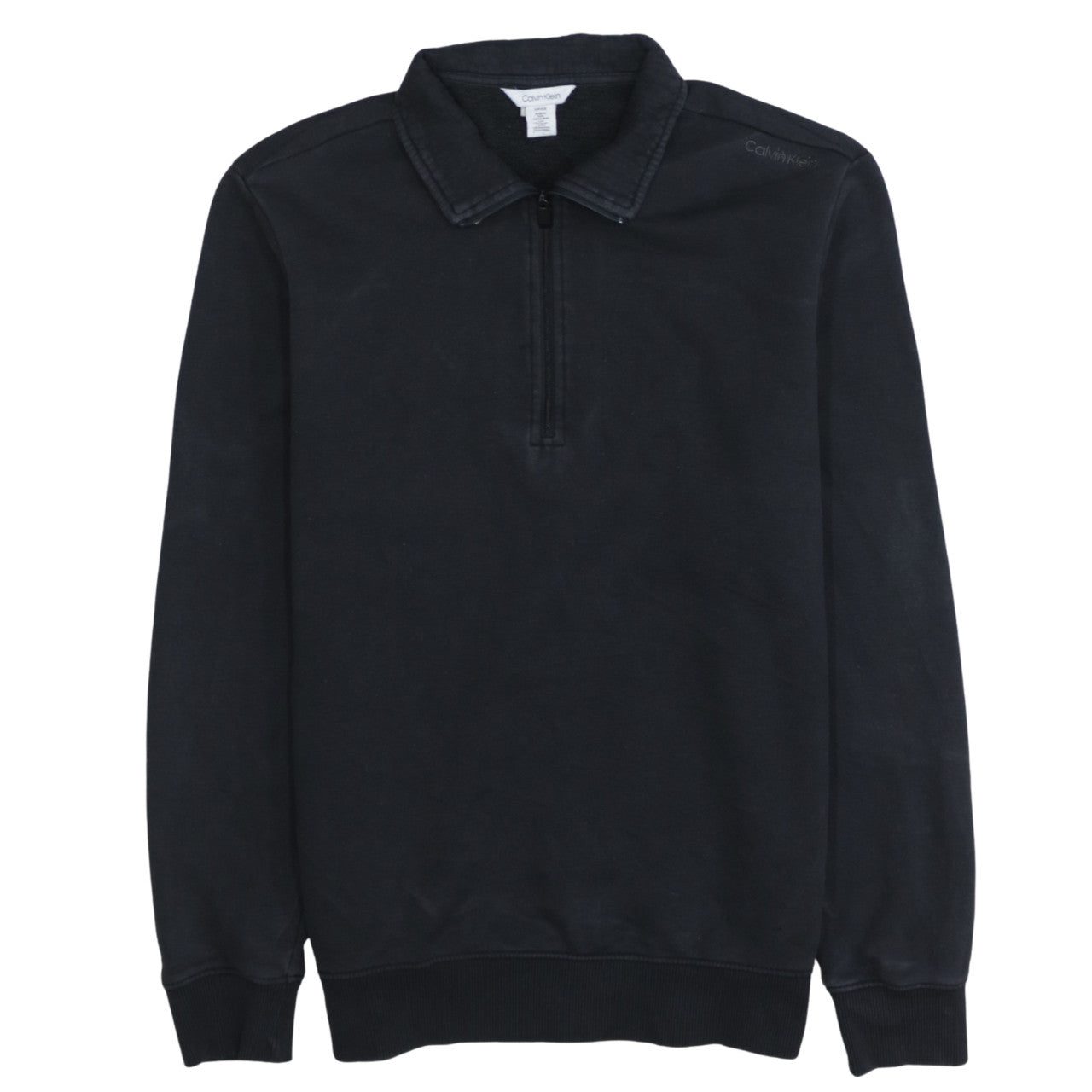 Calvin Klein Men's Black Small 1/4 Zip Collared Fleece Sweatshirt
