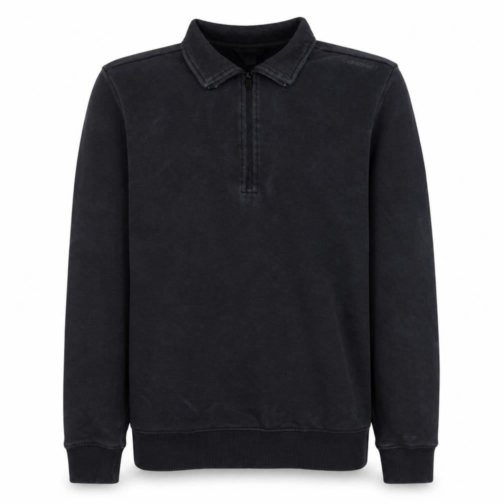 Calvin Klein Men's Black Small 1/4 Zip Collared Fleece Sweatshirt