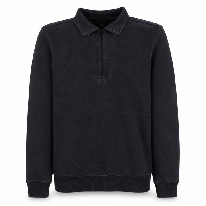 Calvin Klein Men's Black Small 1/4 Zip Collared Fleece Sweatshirt