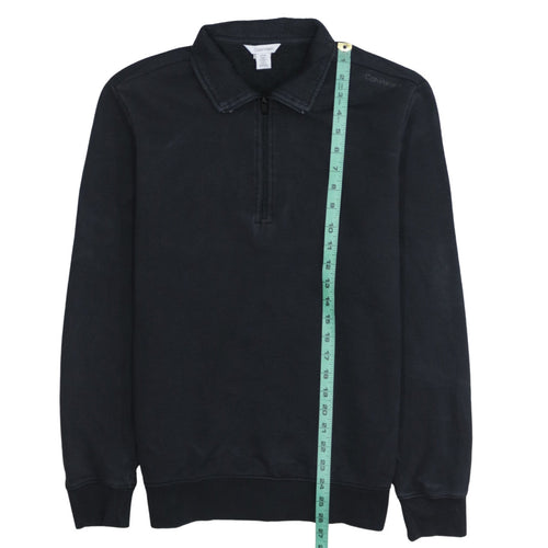 Calvin Klein Men's Black Small 1/4 Zip Collared Fleece Sweatshirt