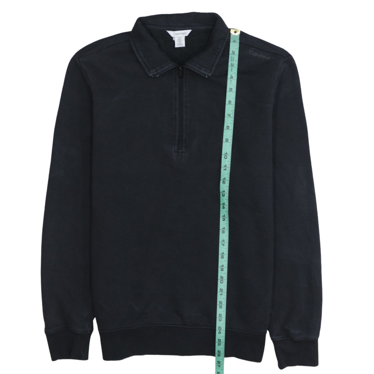 Calvin Klein Men's Black Small 1/4 Zip Collared Fleece Sweatshirt