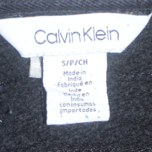 Calvin Klein Men's Black Small 1/4 Zip Collared Fleece Sweatshirt
