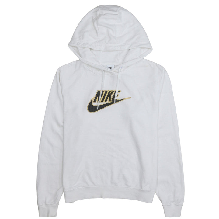 Nike Women's White Small Pullover Hoodie with Gold Logo