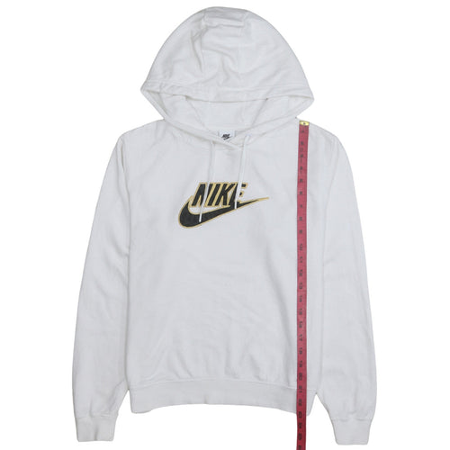 Nike Women's White Small Pullover Hoodie with Gold Logo