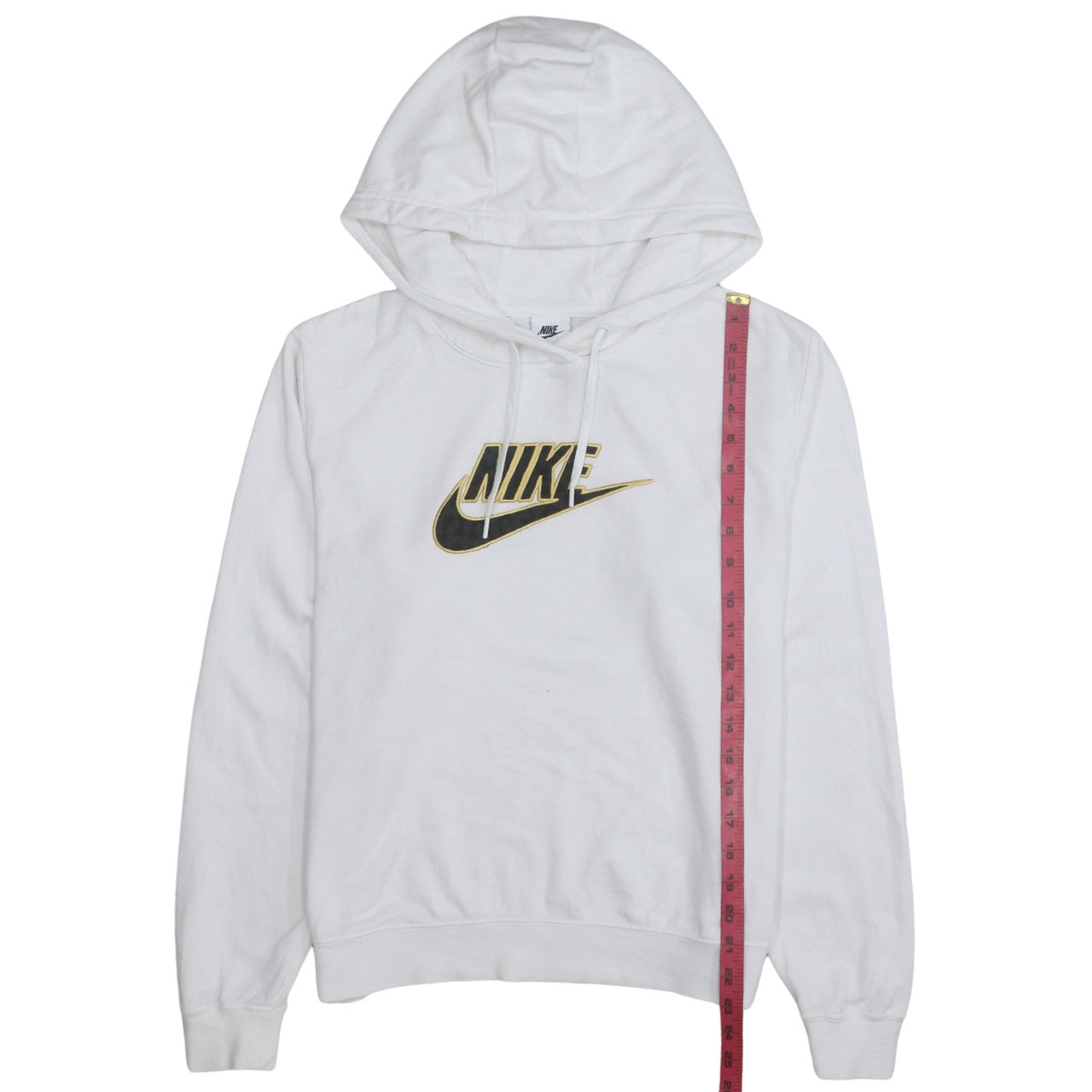 Nike Women's White Small Pullover Hoodie with Gold Logo