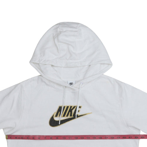 Nike Women's White Small Pullover Hoodie with Gold Logo