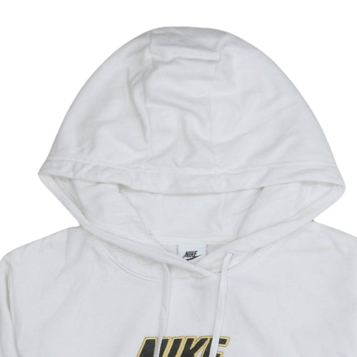 Nike Women's White Small Pullover Hoodie with Gold Logo