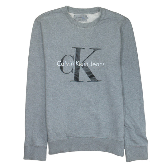 Calvin Klein Jeans Men's Grey Logo Crew Neck Sweatshirt M