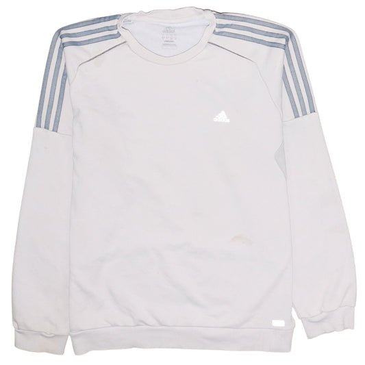 Adidas Men's White Crew Neck Long Sleeve Sports Sweatshirt Size M
